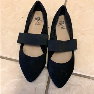 Black velvet flats